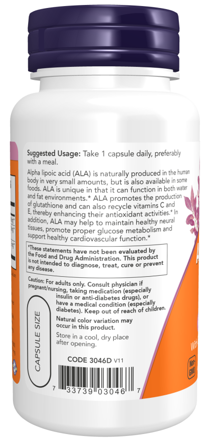 Now ALPHA LIPOIC ACID 600mg 60 VCAPS