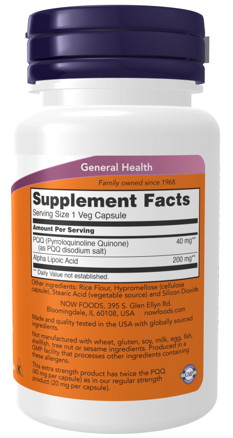 Now PQQ 40mg EXTRA STRENGTH 50 VCAPS