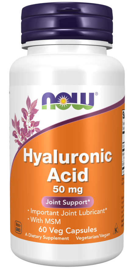 Now HYALURONIC ACID 50MG + MSM 60 VCAPS