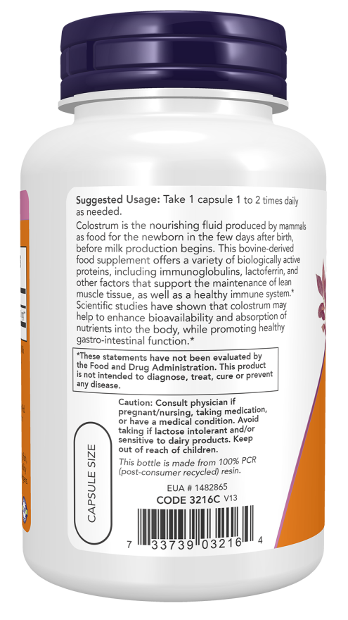Now COLOSTRUM 500mg 120 VCAPS