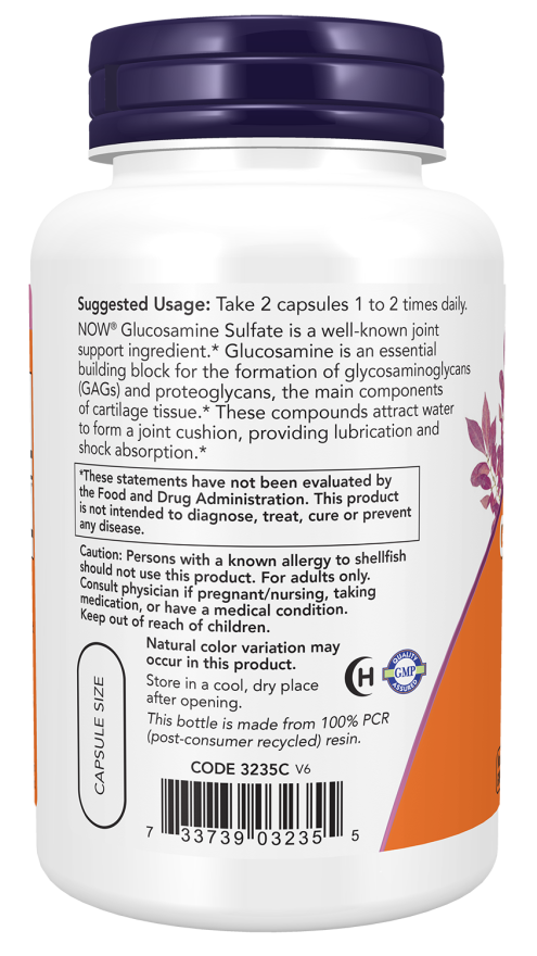 Now GLUCOSAMINE SULFATE 750mg 120 VCAPS