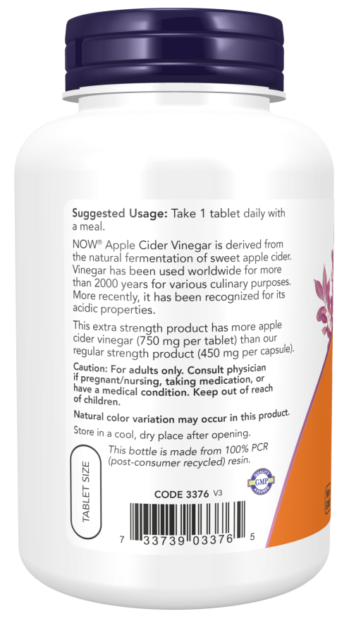 Now APPLE CIDER VINEGAR 750MG 180 TABLETS