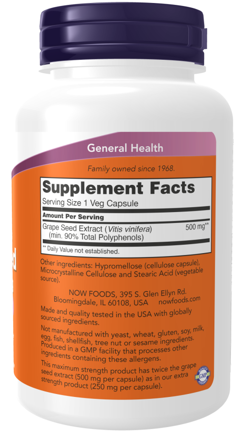 Now GRAPE SEED EXTRACT 500mg 90 VCAPS