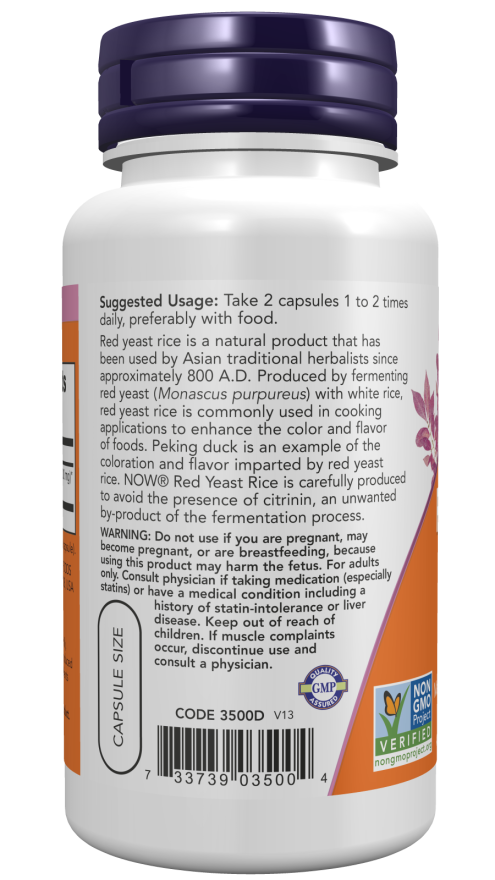 Now RED YEAST RICE 600MG ORG 60 VCAPS