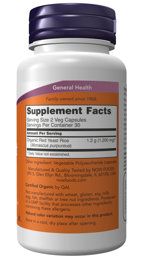 Now RED YEAST RICE 600MG ORG 60 VCAPS