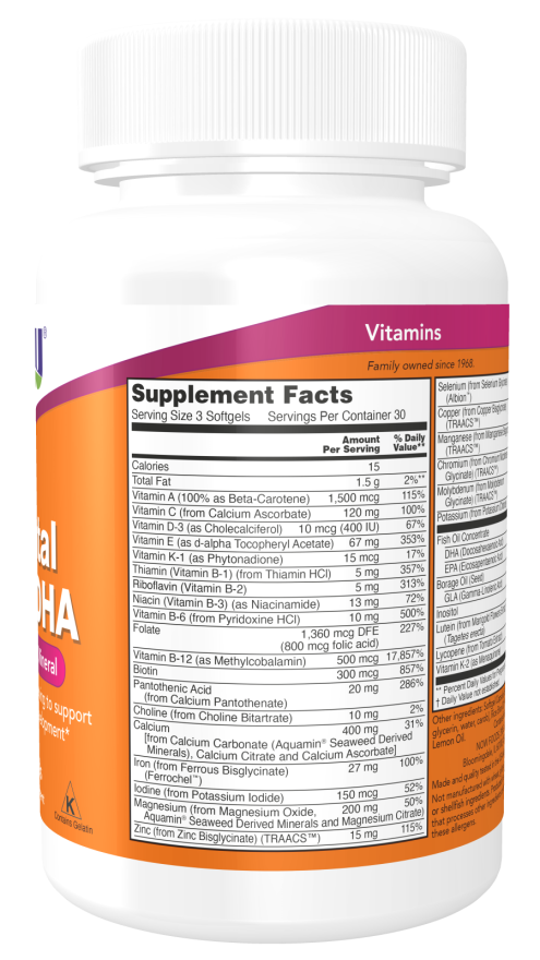 Now PRE-NATAL MULTI WITH DHA 90 SOFTGELS