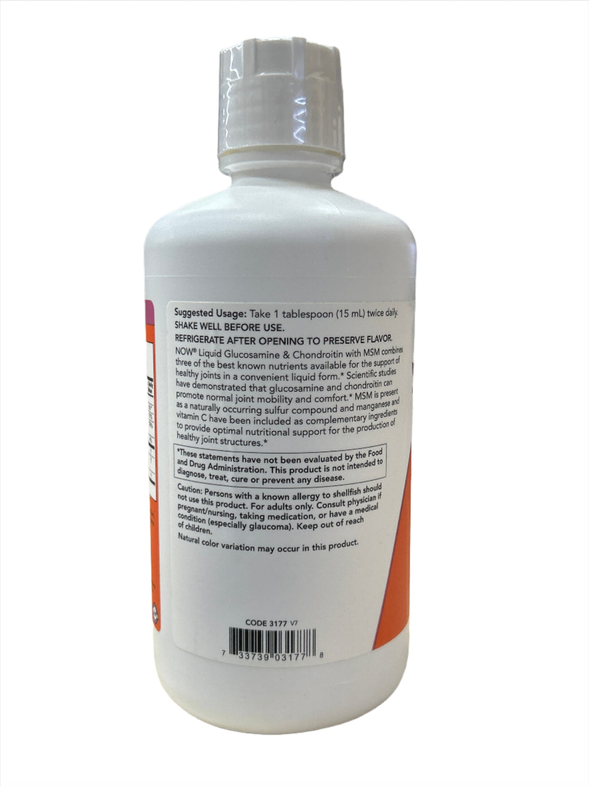 Now Glucosamine & Chondroitin With MSM Sabor Cítrico 32 fl oz