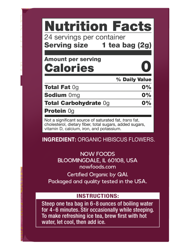 Now HIBISCUS ORGANIC TEA 24 BAGS