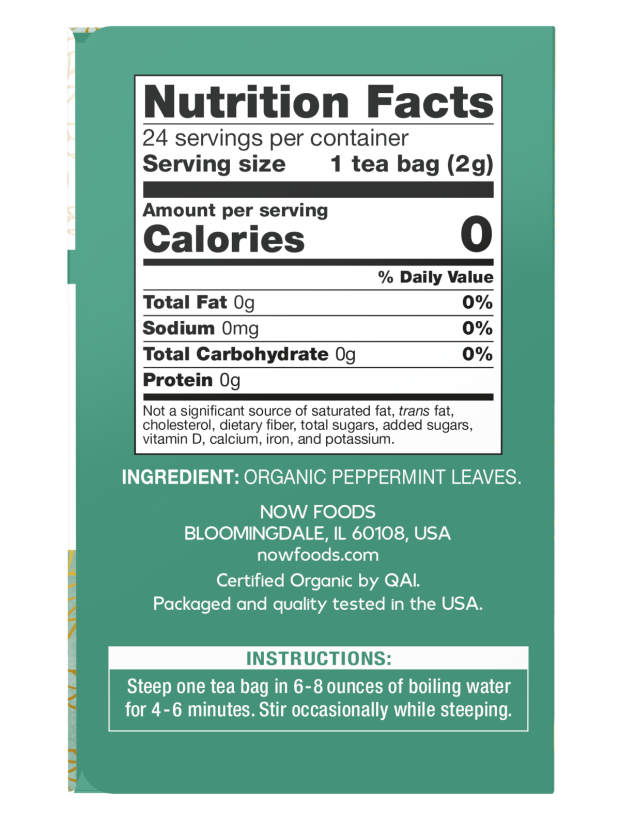 Now PEPPERMINT TEA BAGS ORGANIC 24 BAGS