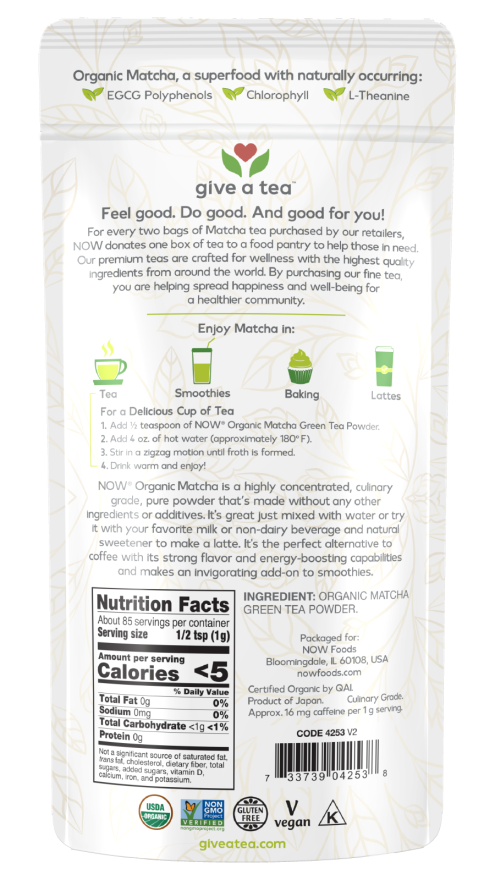 Now MATCHA TEA ORGANIC 3 OZ