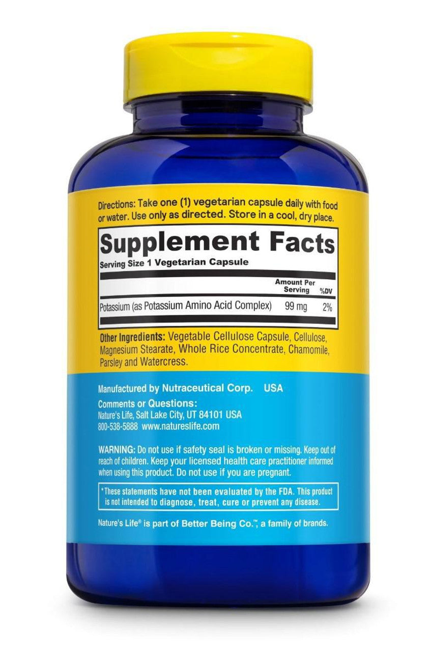 Nature's Life Potassium 99 MG 250 Vegetarian Capsules