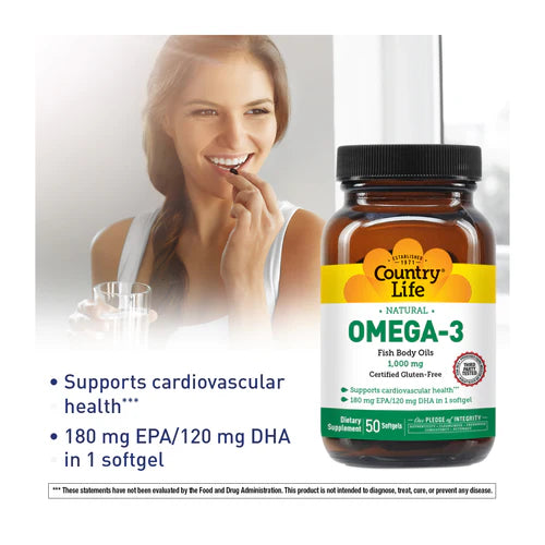 Country Life OMEGA-3 FISH OIL 1000MG 50 Softgel