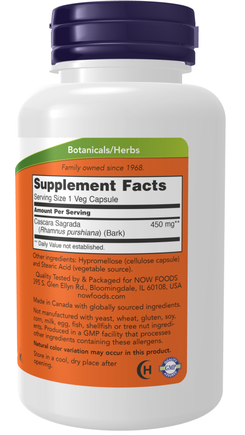 Now CASCARA SAGRADA 450mg 100 VCAPS