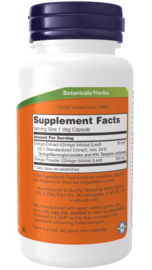Now GINKGO BILOBA 60mg 240 VCAPS