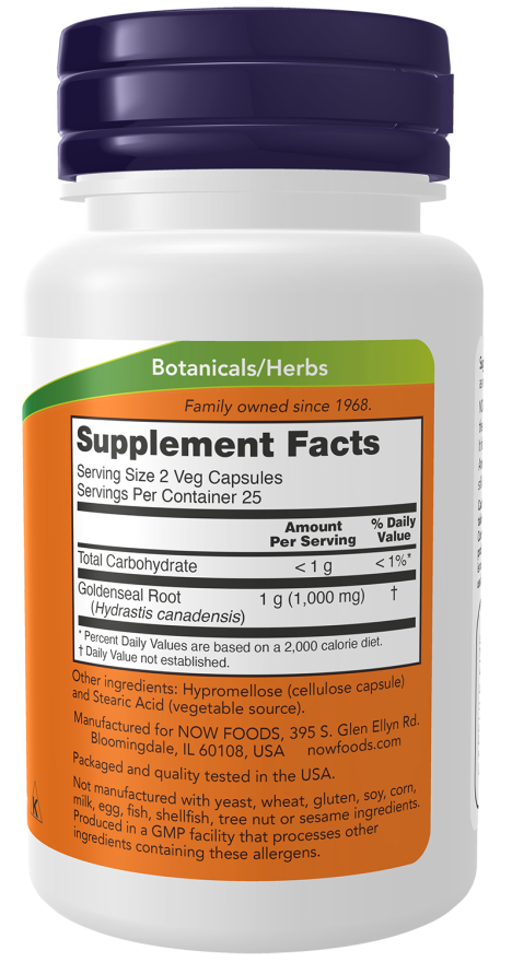 Now GOLDENSEAL ROOT 500mg 50 VCAPS