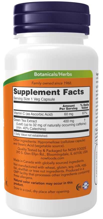 Now GREEN TEA EXTRACT 400 mg 100 VCAPS