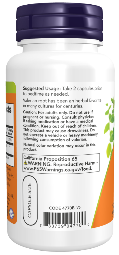 Now VALERIAN ROOT 500mg 250 VCAPS