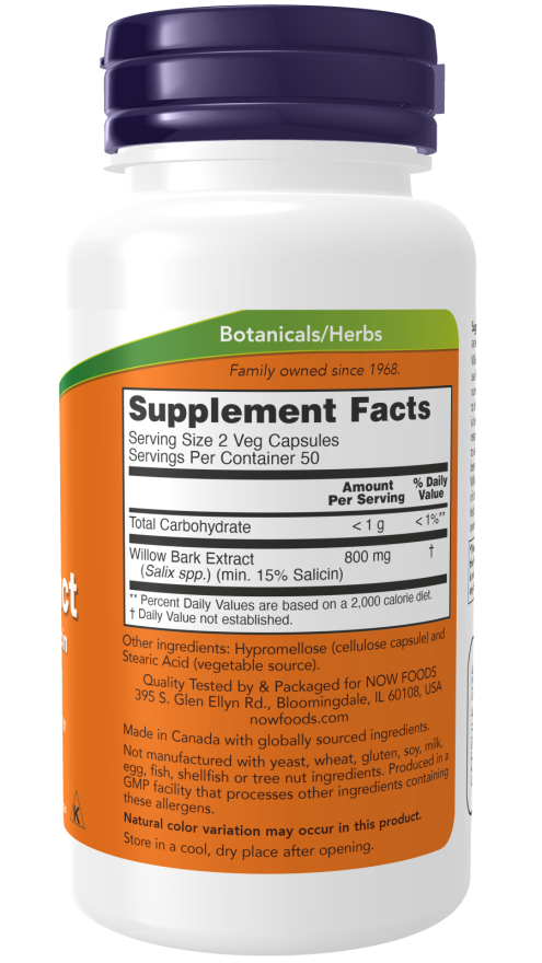 Now WILLOW BARK EXTRACT 400 mg 100 VCAPS