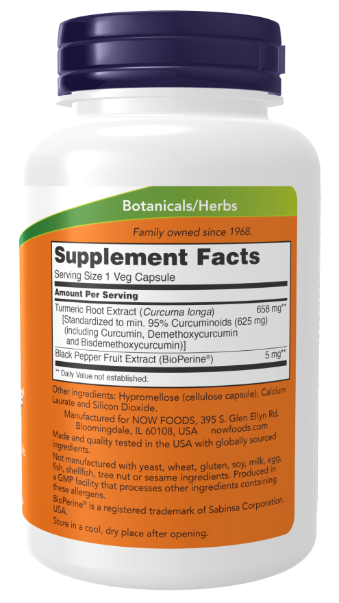 Now TURMERIC CURCUMIN + BIOPERINE 90 VCAPS
