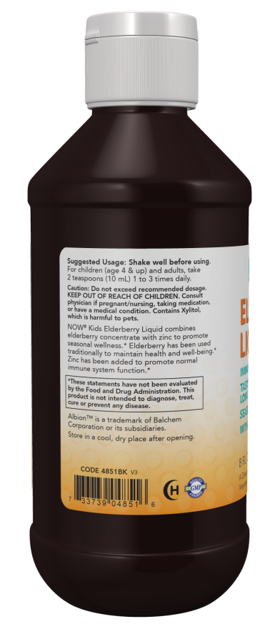 Now ELDERBERRY LIQUID FOR KIDS 8 FL OZ