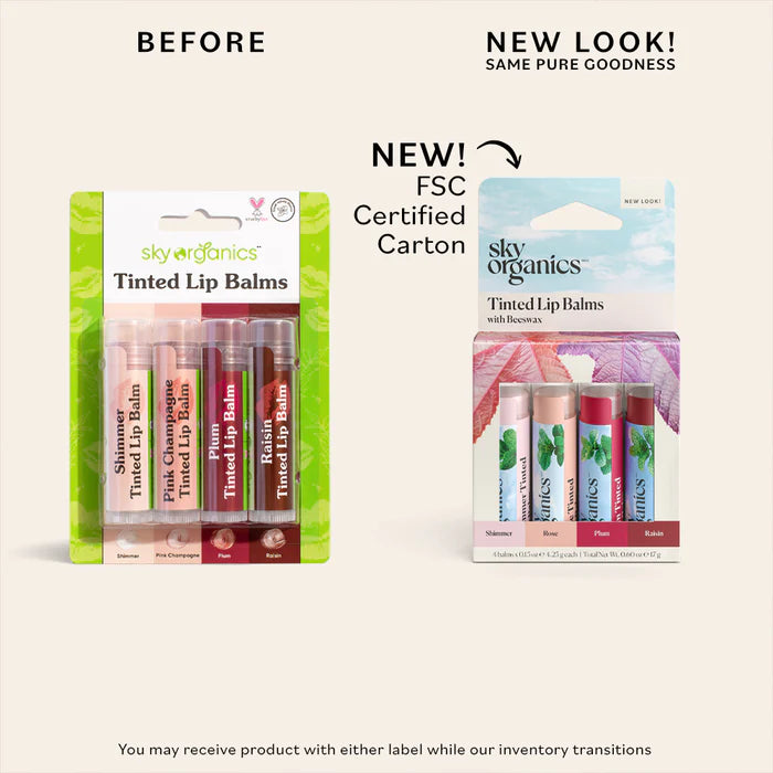 BÁLSAMO LABIAL ORGÁNICO SABORIZADO SKY ORGANICS, VARIEDAD DE 4 PIEZAS, .15 OZ
