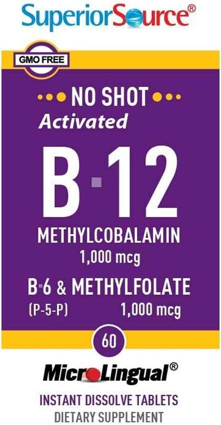 Activated B-12 Methylcoblamin 1,000 mcg B-6 & Methylfolate 1,000 mcg