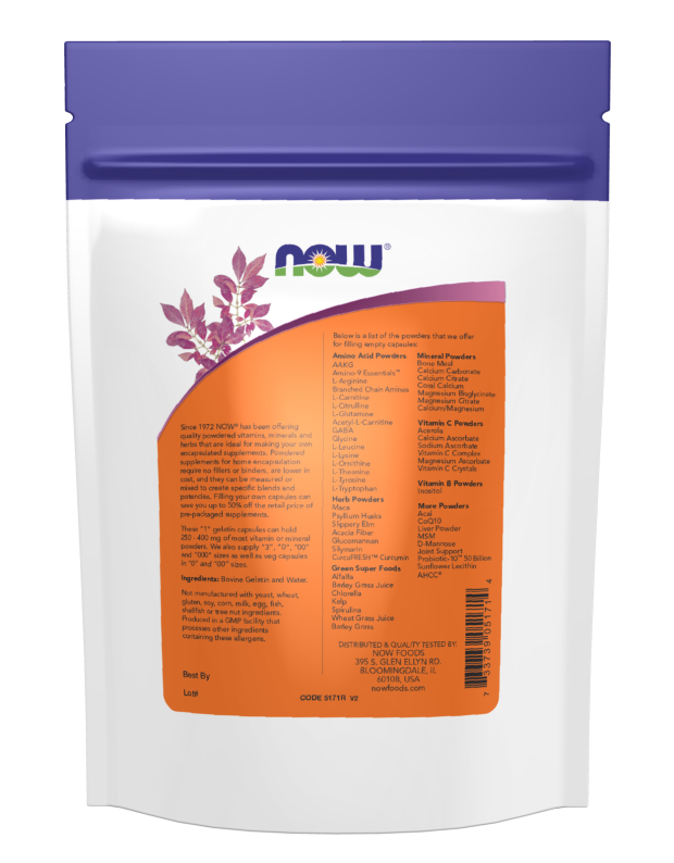 Now EMPTY GEL CAPS #1 500 CAPS