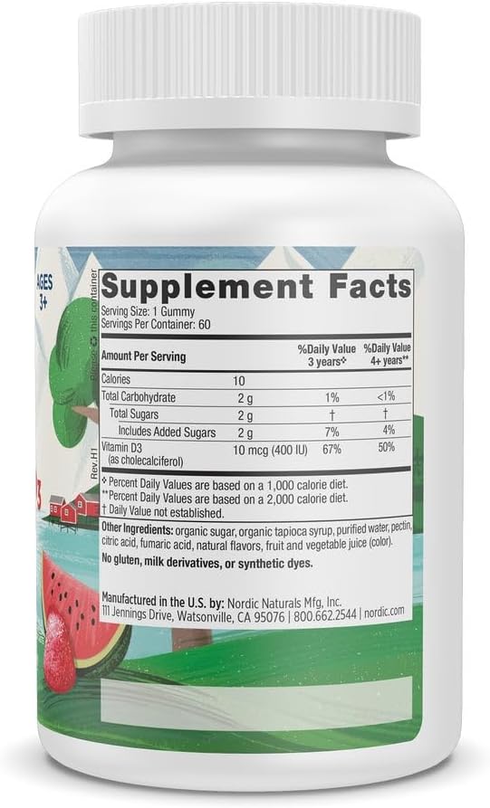 Nordic Naturals Kids Vitamin D3 Gummies Watermelon Flavor