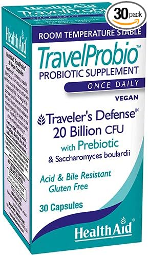 HealthAid TravelProbio Daily 30 cápsulas 20 mil millones de UFC con prebiótico