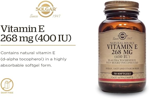 Solgar Vitamin E 268 mg (400 IU) Mixed Softgels (d-Alpha Tocopherol & Mixed Tocopherols) 250softgel