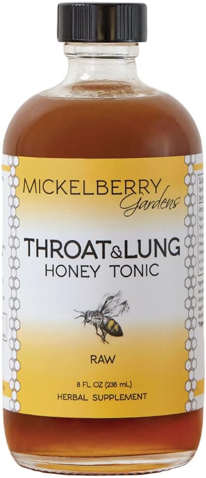 TÓNICO DE MIEL PARA LA GARGANTA Y LOS PULMONES MICKELBERRY GARDENS 8OZ