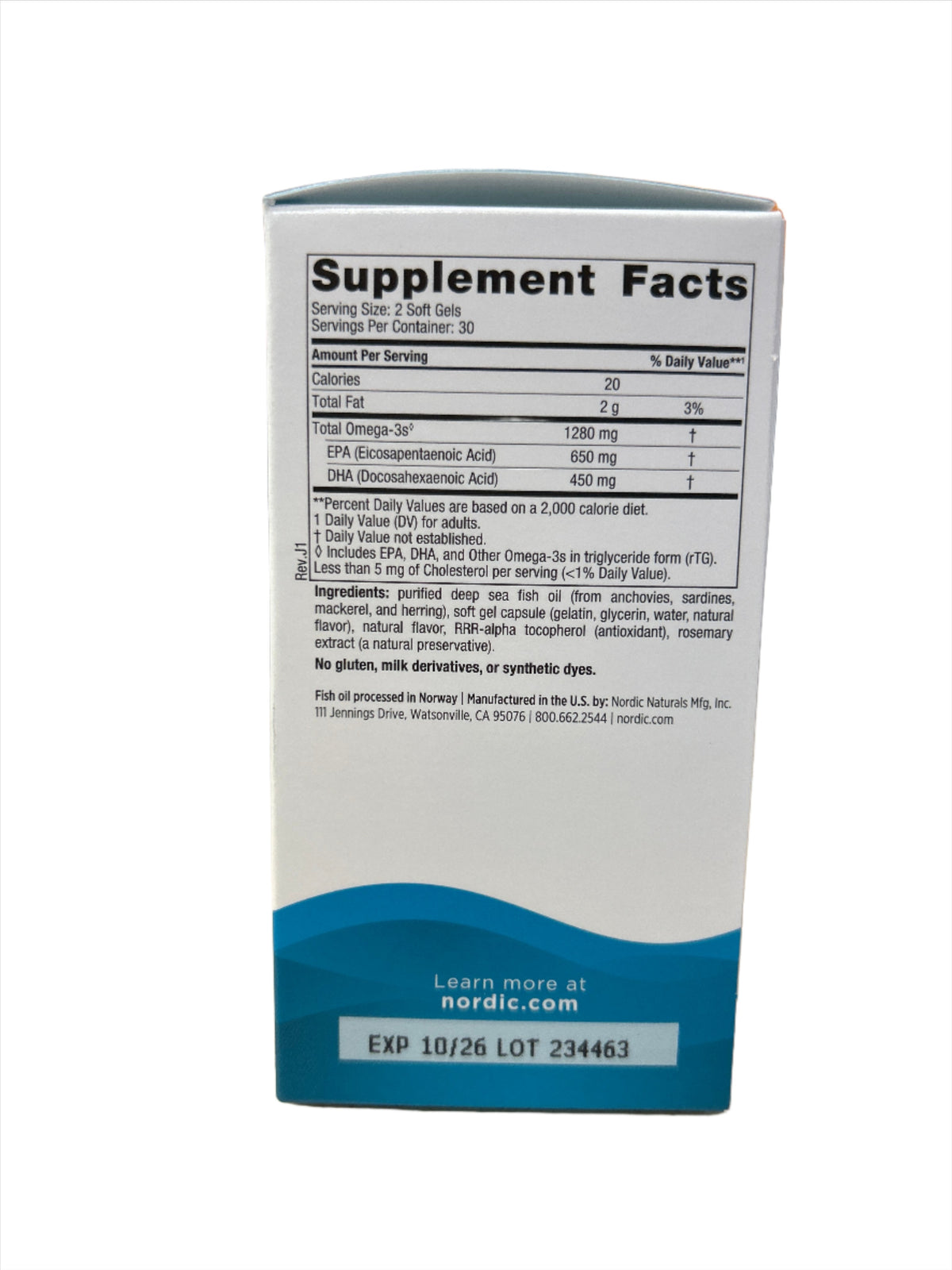 Cápsulas blandas de Omega Ultimate 1280 mg sabor limón