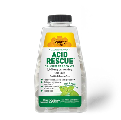 Country Life ACID RESCUE 220 CHEWABLE MINT 220 Wafer