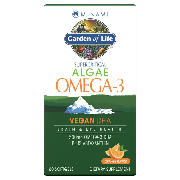 Garden of Life Supercritical Algae Omega-3 Vegan DHA 500 mg 60 Soft Gels