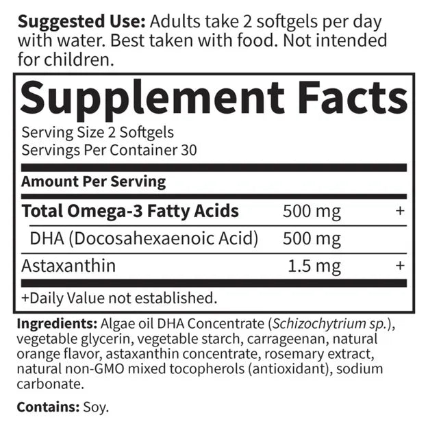 Garden of Life Supercritical Algae Omega-3 Vegan DHA 500 mg 60 Soft Gels