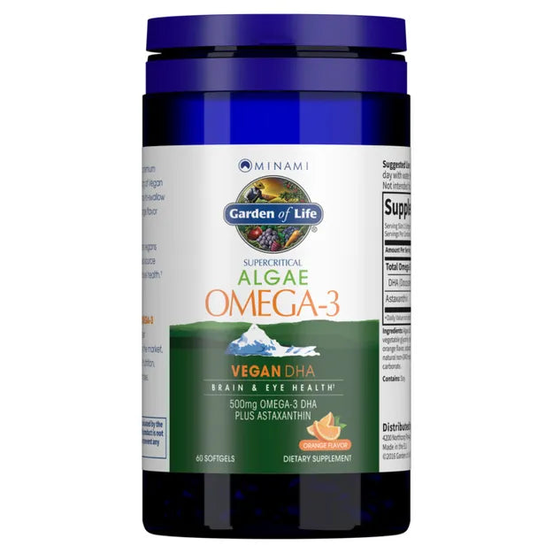 Garden of Life Supercritical Algae Omega-3 Vegan DHA 500 mg 60 Soft Gels