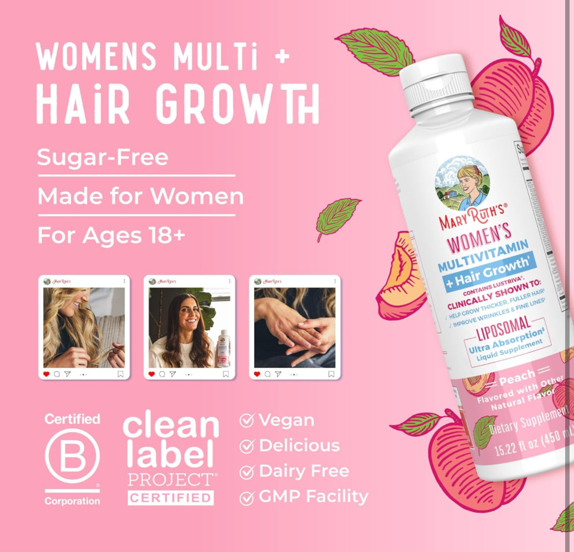 Women's Multivitamin + Hair Growth Liposomal ( 15.22 oz)