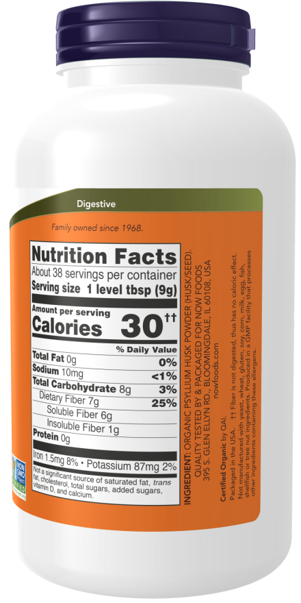 Now ORGANIC PSYLLIUM POWDER 12 OZ
