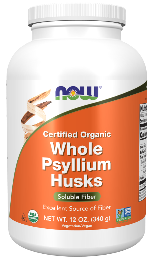 Now ORGANIC PSYLLIUM HUSK WHOLE 12 OZ