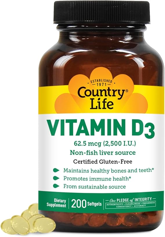Country Life VITAMIN D3 2500IU 200 Softgel
