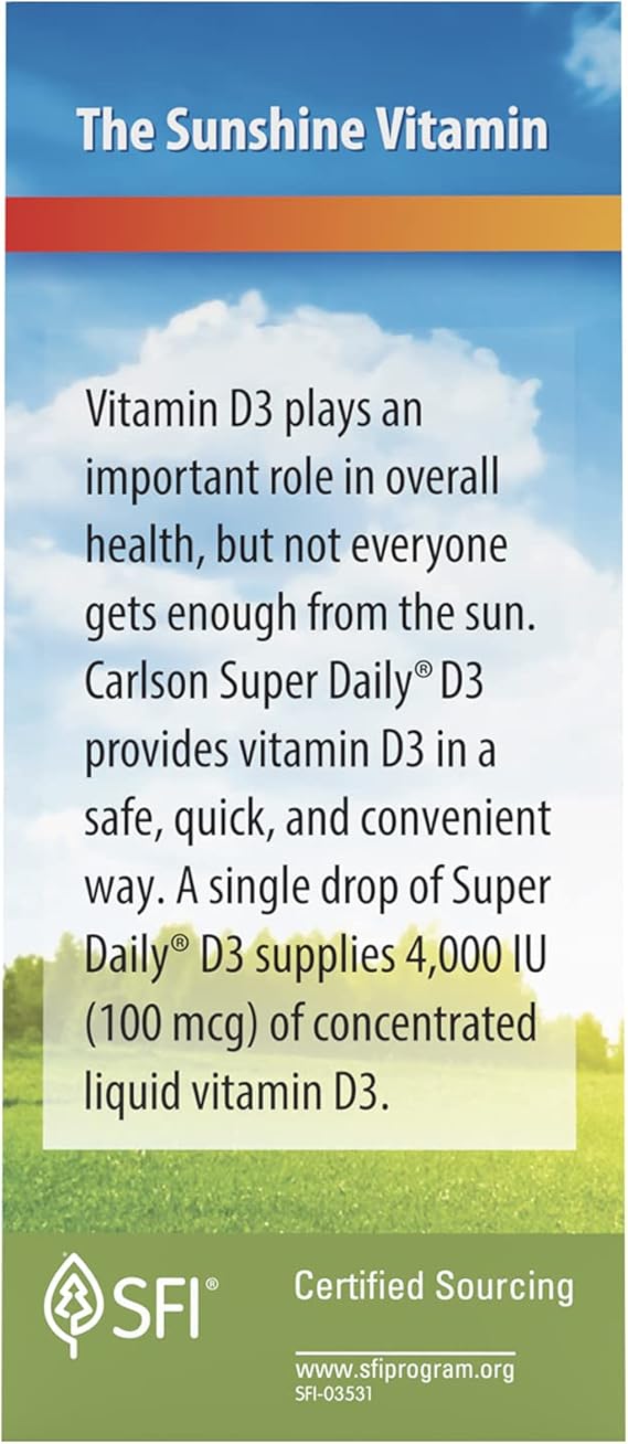 Liquid Vitamin D Super Daily D3 4,000 IU (100 mcg) Per Drop