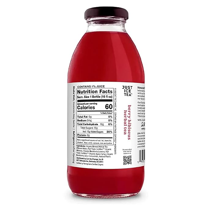 JUST ICE TEA Berry Hibiscus Herbal Tea 16 OZ