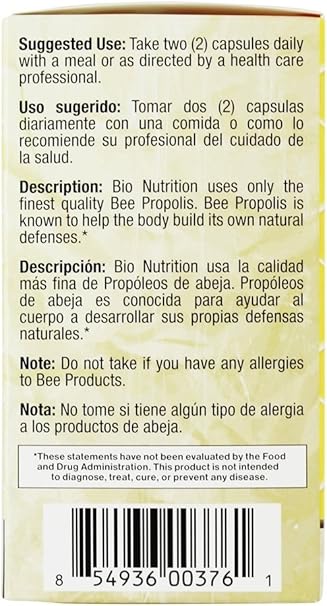 Bio Nutrition Bee Propolis, Natural Defense Immune Support Supplement