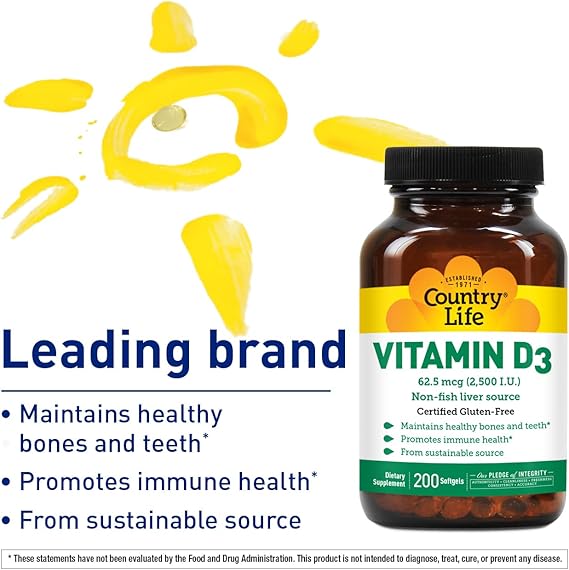Country Life VITAMIN D3 2500IU 200 Softgel