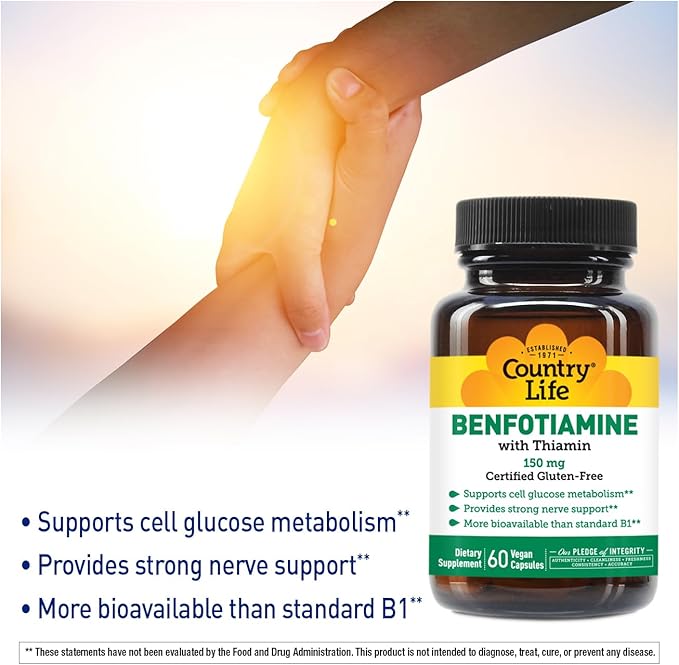 Country Life BENFOTIAMINE WITH VITAMIN B-1 60 Vegicaps