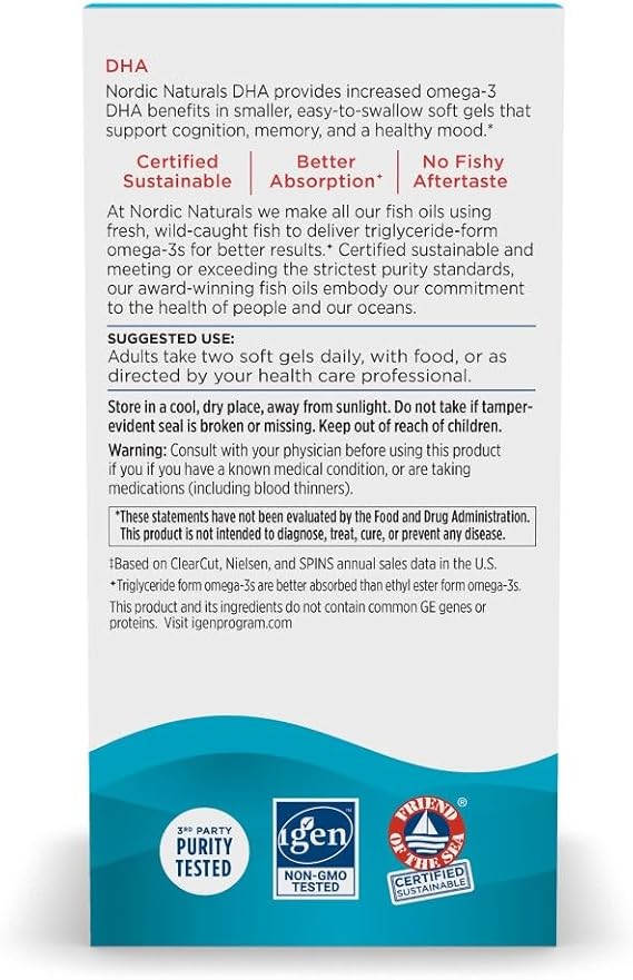 Nordic Naturals DHA Omega-3 830 mg 180 Soft Gels