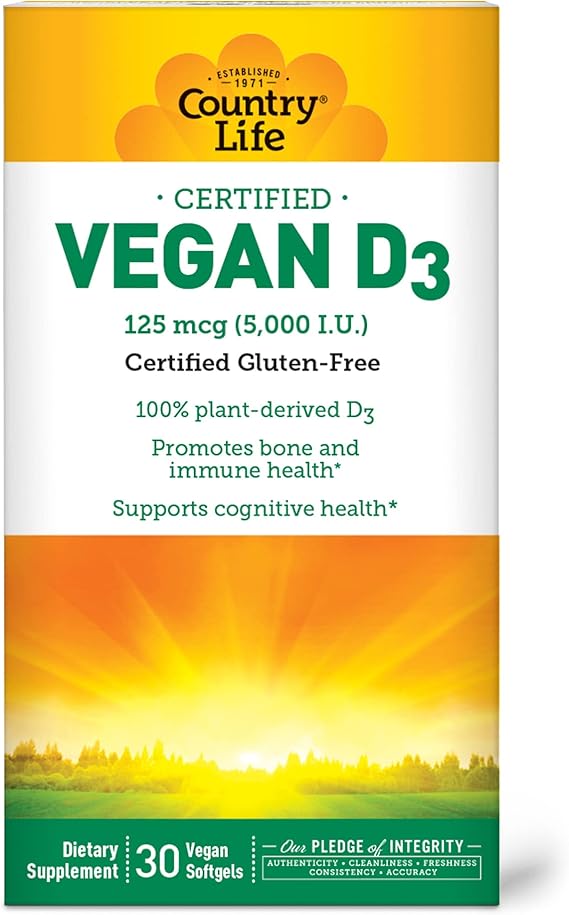 Country Life VEGAN D3 5000IU 30 Softgel