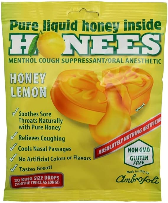 HONEES MIEL LIMÓN MENTOL 20 PASTILLAS 3.5OZ