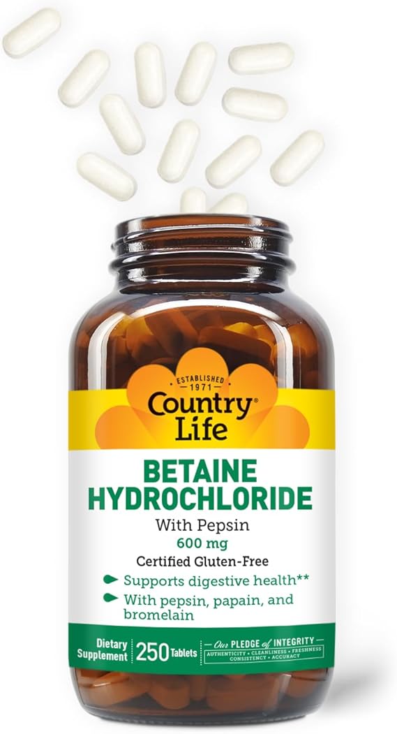 Country Life BETAINE HCL 600MG 250 Tablet