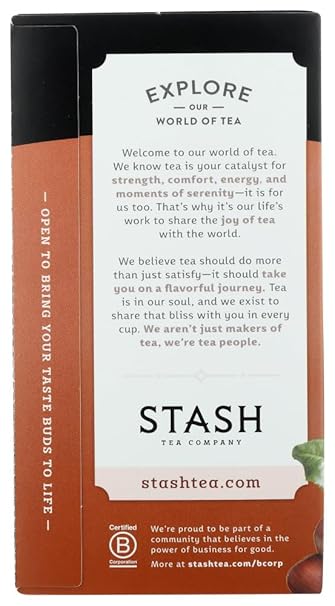 STASH TEA Chocolate Hazelnut Tea Decaffeinated 18 BAG